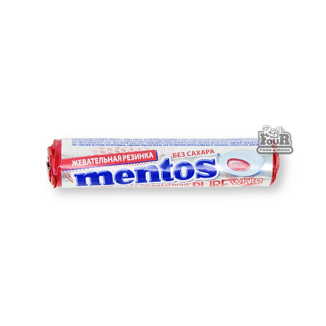 Chewing gum "Mentos Pure White" with strawberry flavor 16g